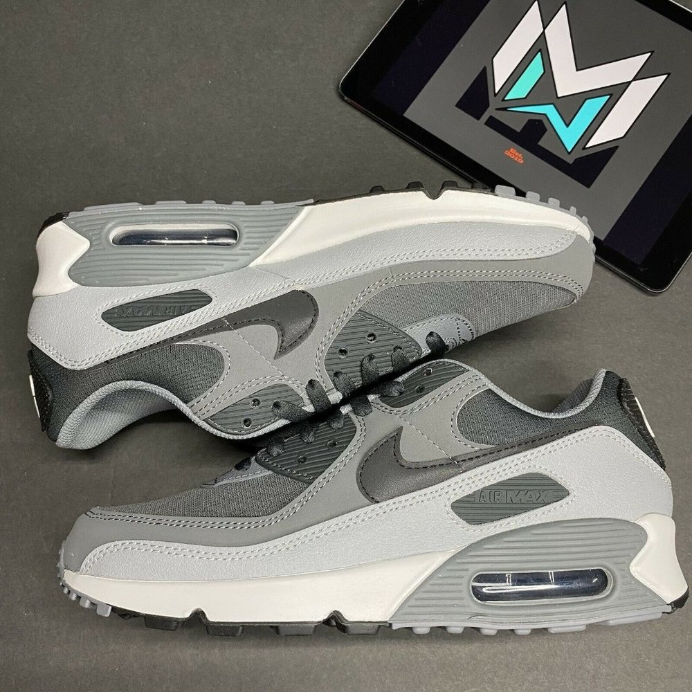 Nike Air Max 90 Sneakers Cool Gray Black DC9388-003 Men's Sizes VTG Vintage Rare - Picture 2 of 9